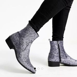 Silver glitter boots from ASOS